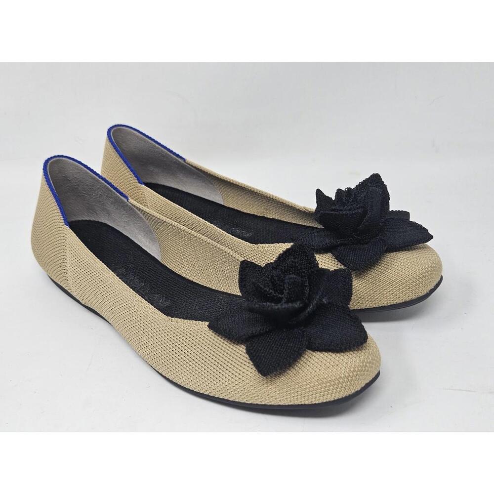 Rothy's The Petal Square Ballet Flat in Sand Soiree Size 5